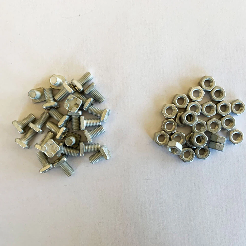 Pack of 25 Nuts & Bolts (25 x M6x11 & M6 Hex Aluminium Nuts/Bolts)
